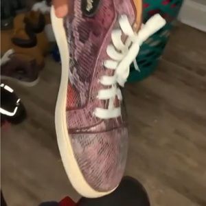 Red alligator skin high top christian louboutin